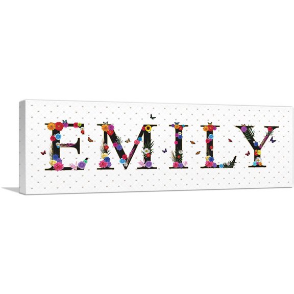 ARTCANVAS EMILY Girls Name Room Decor Canvas Art Print - Size: 36" x 12" (0.75" Deep)