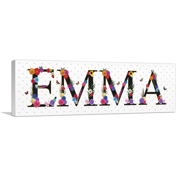 ARTCANVAS EMMA Girls Name Room Decor Canvas Art Print - Size: 36" x 12" (0.75" Deep)