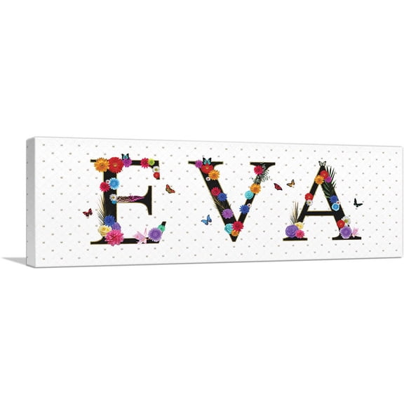 ARTCANVAS EVA Girls Name Room Decor Canvas Art Print - Size: 36" x 12" (1.50" Deep)