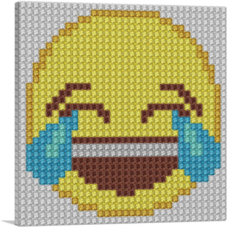 ARTCANVAS Emoticon Laughing Crying Smiley Face Jewel Pixel