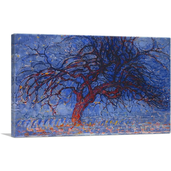 ARTCANVAS Evening - Red Tree 1908 Canvas Art Print by Piet Mondrian - Size: 18" x 12" (0.75" Deep)