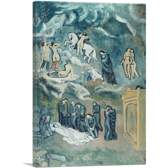 ARTCANVAS Evocation - The Burial of Casagemas 1901 Canvas Art Print by Pablo Picasso - Size: 18" x 12" (1.50" Deep)