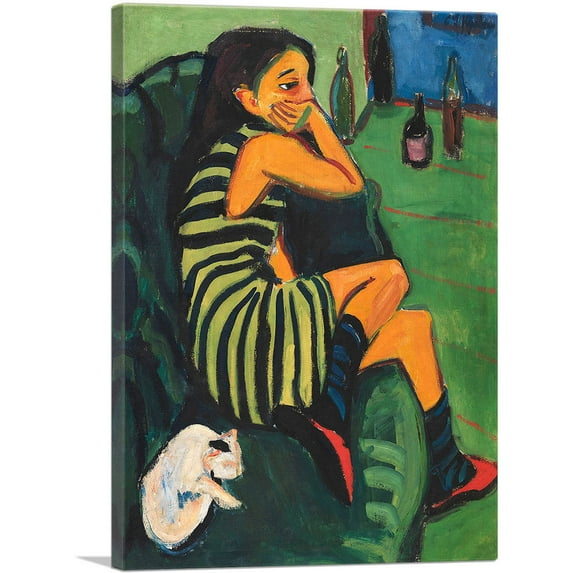 ARTCANVAS Female Artist 1910 Canvas Art Print by Ernst Ludwig Kirchner - Size: 40" x 26" (1.50" Deep)