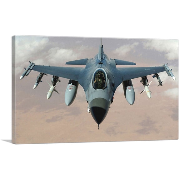 ARTCANVAS Fighter Jet Plane Aircraft Canvas Art Print - Size: 26" x 18" (1.50" Deep)