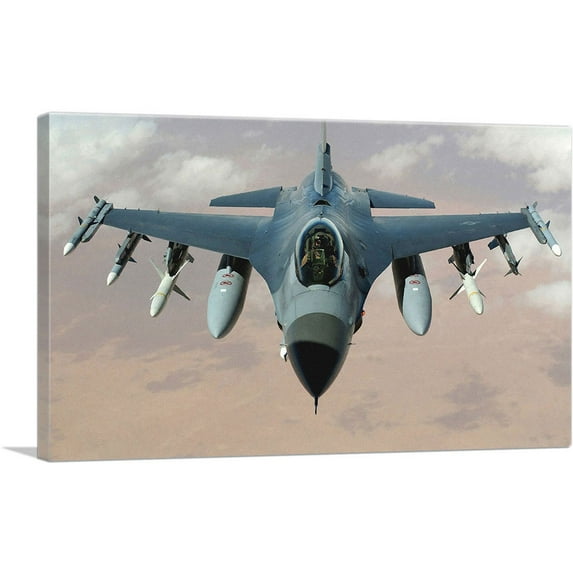 ARTCANVAS Fighter Jet Plane Aircraft Canvas Art Print - Size: 40" x 26" (0.75" Deep)
