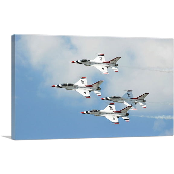 ARTCANVAS Fighter Jet Plane Aircrafts Flying Formation Canvas Art Print - Size: 40" x 26" (0.75" Deep)