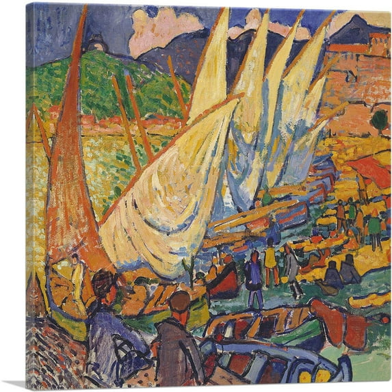 ARTCANVAS Fishing Boats Collioure Canvas Art Print by Andre Derain - Size: 18" x 18" (1.50" Deep)