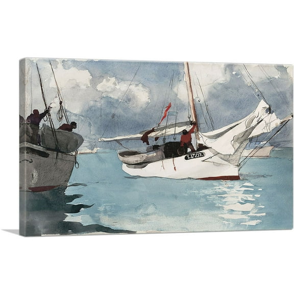 ARTCANVAS Fishing Boats - Key West 1903 Canvas Art Print by Winslow Homer - Size: 26" x 18" (0.75" Deep)