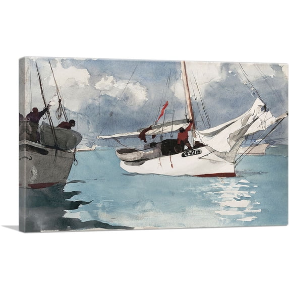 ARTCANVAS Fishing Boats - Key West 1903 Canvas Art Print by Winslow Homer - Size: 60" x 40" (1.50" Deep) (3-Piece)