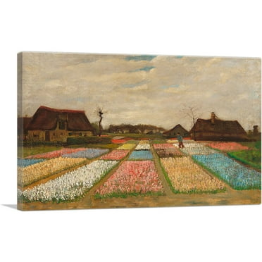 ARTCANVAS Flower Beds in Holland 1883 Canvas Art Print by Vincent Van Gogh - Size: 26" x 18" (0.75" Deep)
