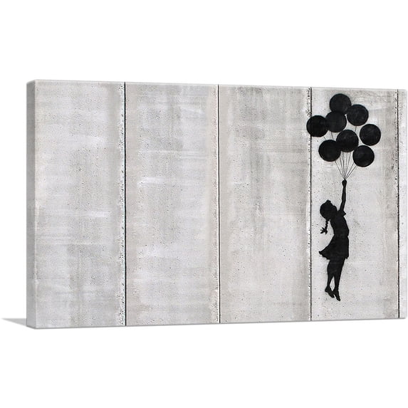 ARTCANVAS Flying Balloons Girl Canvas Art Print by Banksy - Size: 26" x 18" (1.50" Deep)
