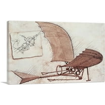 ARTCANVAS Flying Machine Canvas Art Print by Leonardo da Vinci - Size: 26" x 18" (0.75" Deep)