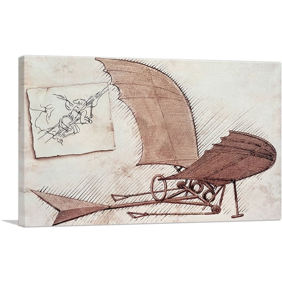 ARTCANVAS Flying Machine Canvas Art Print by Leonardo da Vinci - Size: 26" x 18" (1.50" Deep)