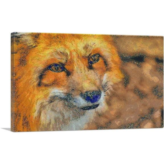 ARTCANVAS Fox' Face Painting Home decor Canvas Art Print - Size: 12" x 8" (0.75" Deep)