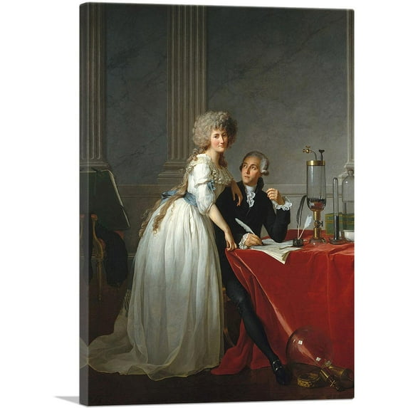 ARTCANVAS French Chemist Antoine Laurent Lavoisier With Wife 1788 Canvas Art Print by Jacques Louis David - Size: 26" x 18" (0.75" Deep)