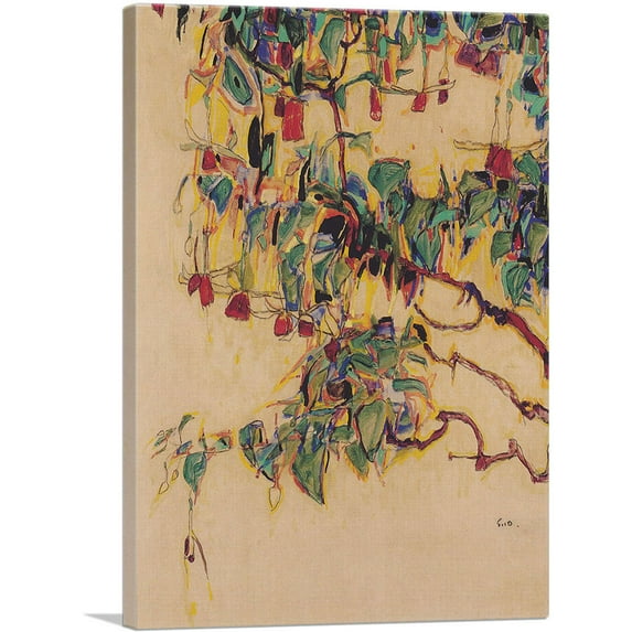 ARTCANVAS Fuchsia - Sonnenbaum 1910 Canvas Art Print by Egon Schiele - Size: 18" x 12" (1.50" Deep)