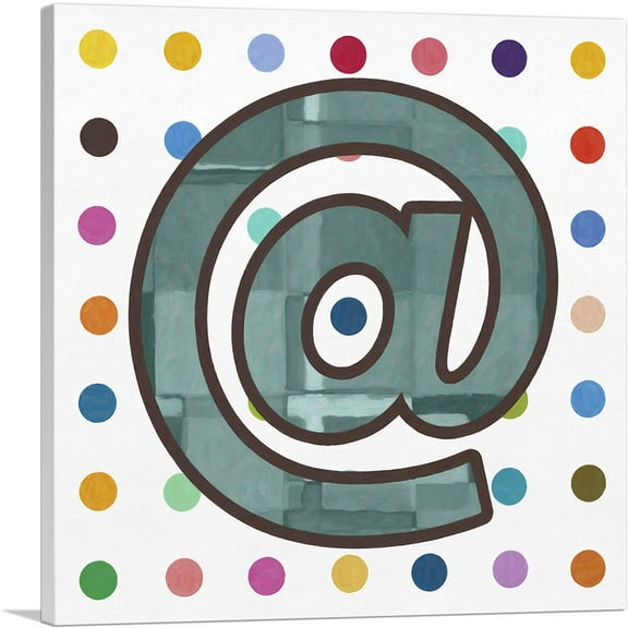 ARTCANVAS Fun Polka Dots At Sign Symbol Canvas Art Print - Size: 18" x 18" (0.75" Deep)