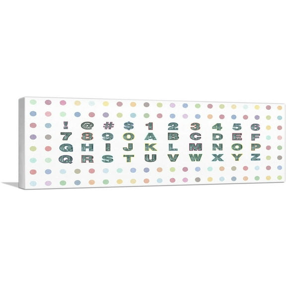 ARTCANVAS Fun Polka Dots Panoramic Full Alphabet Canvas Art Print - Size: 36" x 12" (0.75" Deep)