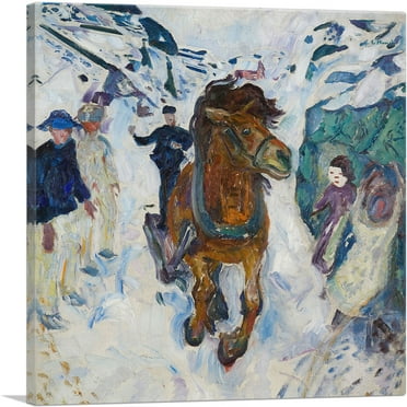 ARTCANVAS Galloping Horse 1912 Canvas Art Print by Edvard Munch - Size: 18" x 18" (0.75" Deep)