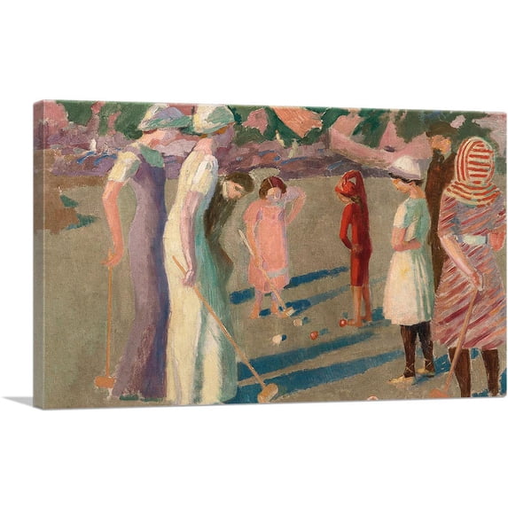 ARTCANVAS Game Of Croquet In Trestrignel 1911 Canvas Art Print by Maurice Denis - Size: 18" x 12" (0.75" Deep)