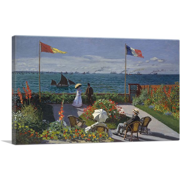 ARTCANVAS Garden at Sainte-Adresse Canvas Art Print by Claude Monet - Size: 40" x 26" (1.50" Deep)