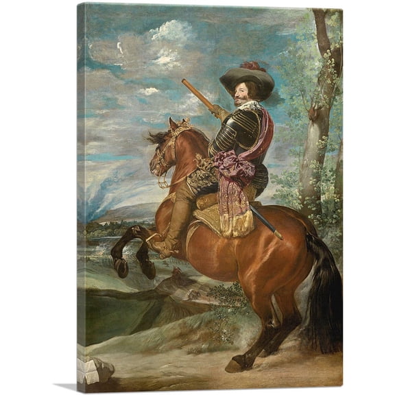 ARTCANVAS Gaspar De Guzman Count-Duke Olivares On Horseback Canvas Art Print by Diego Velazquez - Size: 12" x 8" (0.75" Deep)