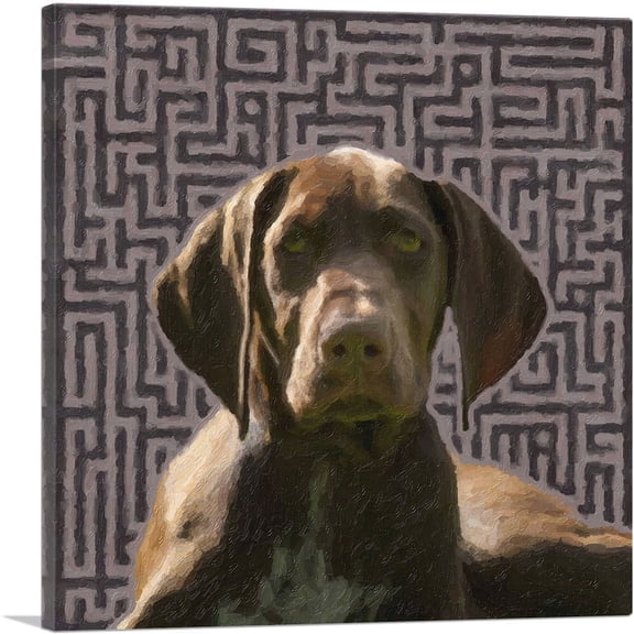 ARTCANVAS German Shorthaired Pointer Dog Breed Brown Pattern Canvas Art Print - Size: 12" x 12" (0.75" Deep)