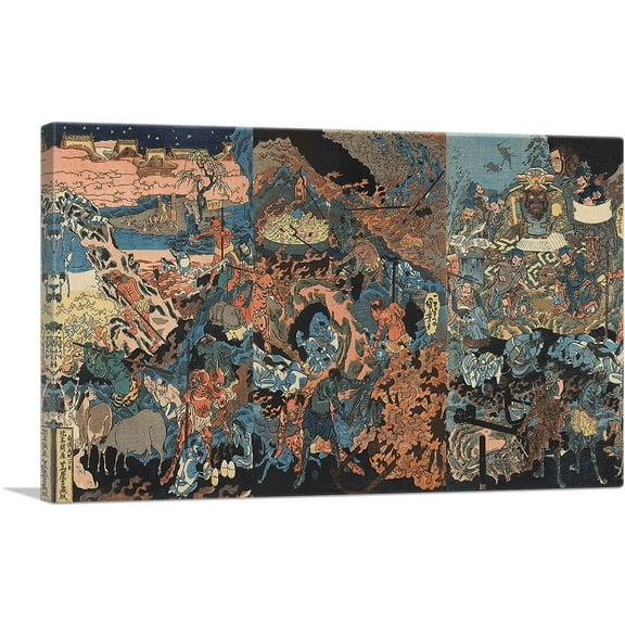 ARTCANVAS Ghosts, Devils and the King of Hell Canvas Art Print by Utagawa Kuniyoshi - Size: 26" x 18" (0.75" Deep)