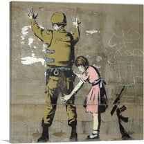 ARTCANVAS Girl and a Soldier Canvas Art Print by Banksy - Size: 18" x 18" (0.75" Deep)