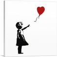thumbnail image 1 of ARTCANVAS Girl with Balloon (white background Square) Canvas Art Print by Banksy - Size: 12" x 12" (0.75" Deep), 1 of 9