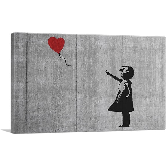 ARTCANVAS Girl with a Balloon Canvas Art Print by Banksy - Size: 40" x 26" (0.75" Deep)