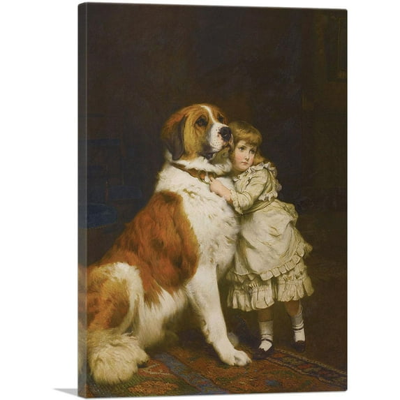 ARTCANVAS Good Friends 1889 Canvas Art Print by Charles Burton Barber - Size: 18" x 12" (0.75" Deep)