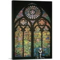 thumbnail image 1 of ARTCANVAS Graffiti Stained Glass Canvas Art Print by Banksy - Size: 60" x 40" (1.50" Deep) (3-Piece), 1 of 9