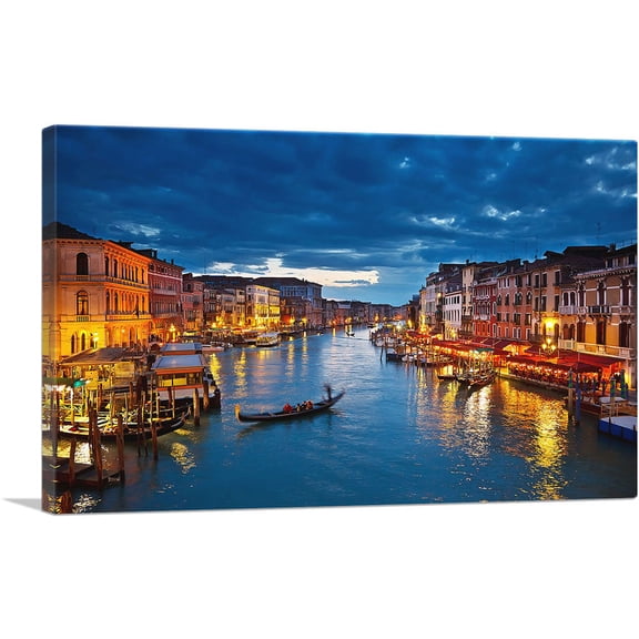 ARTCANVAS Grand Canal at Night Venice Italy Canvas Art Print - Size: 18" x 12" (0.75" Deep)