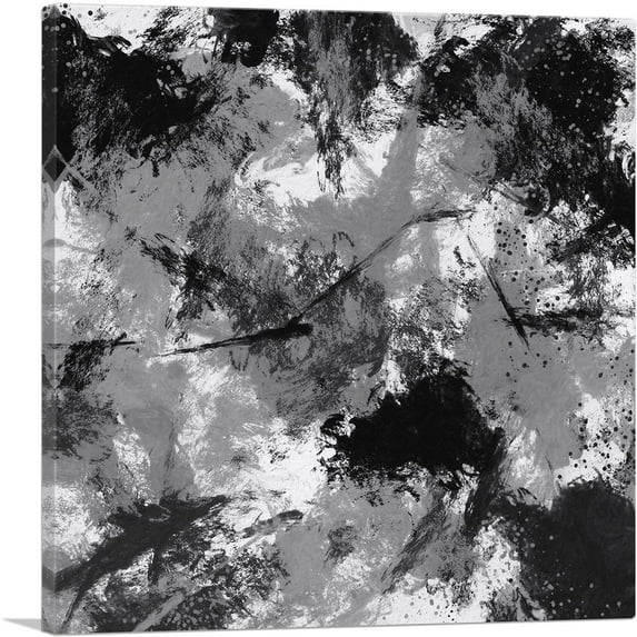 ARTCANVAS Gray Black White Modern Canvas Art Print - Size: 36" x 36" (0.75" Deep)