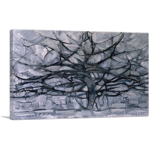 ARTCANVAS Gray Tree 1911 Canvas Art Print by Piet Mondrian - Size: 40" x 26" (0.75" Deep)