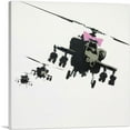 thumbnail image 1 of ARTCANVAS Happy Choppers - Pink Bow Helicopter Canvas Art Print by Banksy - Size: 18" x 18" (1.50" Deep), 1 of 9
