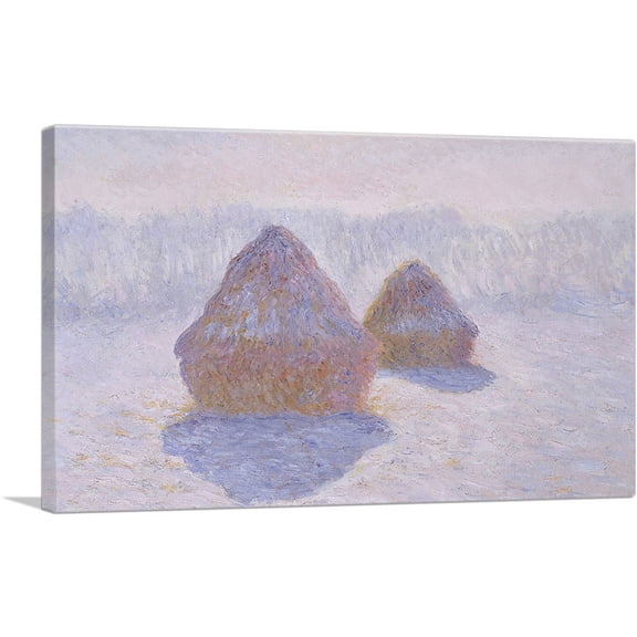 ARTCANVAS Haystacks - Effect of Snow and Sun 1891 Canvas Art Print by Claude Monet - Size: 60" x 40" (0.75" Deep) (3-Piece)