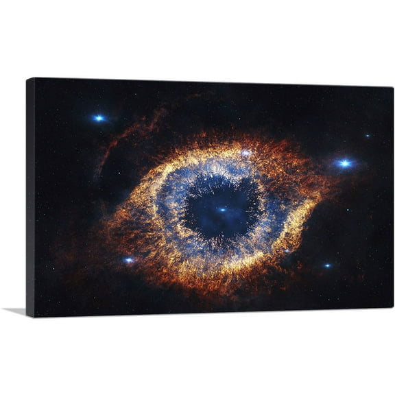 ARTCANVAS Helix Nebula Orange and Blue Hubble Telescope Ring NASA Canvas Art Print - Size: 26" x 18" (0.75" Deep)