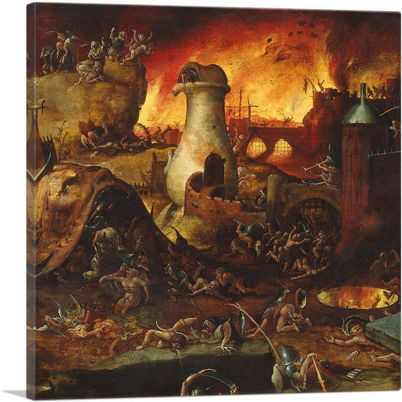 ARTCANVAS Hell Canvas Art Print by Hieronymus Bosch - Size: 18" x 18" (1.50" Deep)