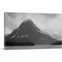 ARTCANVAS High, Lone Mountain Peak - Two Medicine Lake - Glacier National Park - Montana Canvas Art Print by Ansel Adams - Size: 26" x 18" (0.75" Deep)