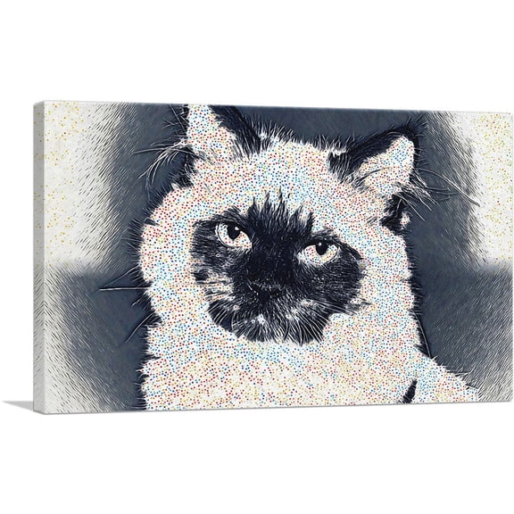 ARTCANVAS Himalayan Cat Breed Dots Canvas Art Print - Size: 12" x 8" (0.75" Deep)