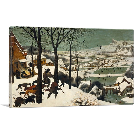 ARTCANVAS Hunters in the Snow 1565 Canvas Art Print by Pieter Bruegel the Elder - Size: 40" x 26" (0.75" Deep)