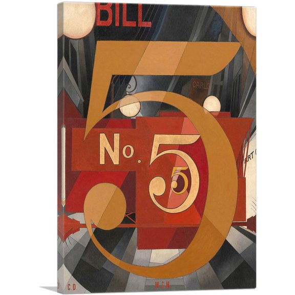 ARTCANVAS I Saw the Figure 5 in Gold Canvas Art Print by Charles Demuth - Size: 12" x 8" (0.75" Deep)