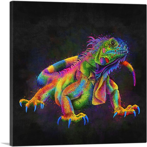 ARTCANVAS Iguana Tropical Lizard Reptile Canvas Art Print - Size: 26" x 26" (0.75" Deep)