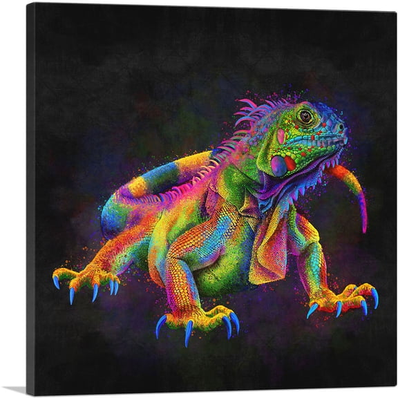 ARTCANVAS Iguana Tropical Lizard Reptile Canvas Art Print - Size: 36" x 36" (1.50" Deep)