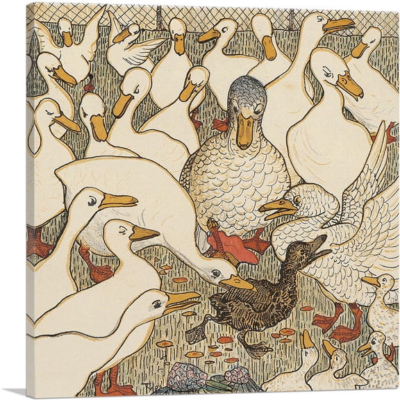ARTCANVAS Illustration From The Ugly Duckling Canvas Art Print by Theo Van Hoytema - Size: 18" x 18" (0.75" Deep)