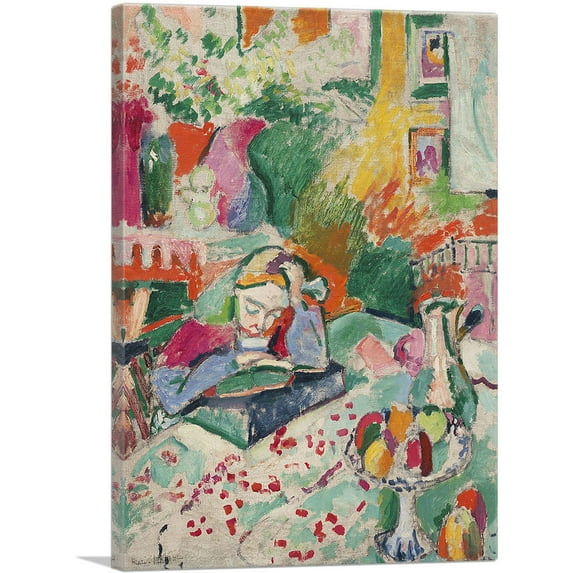 ARTCANVAS Interior with a Young Girl 1905 Canvas Art Print by Henri Matisse - Size: 18" x 12" (1.50" Deep)