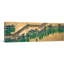 ARTCANVAS Irises At Yatsuhashi Right Panel Canvas Art Print by Ogata Korin - Size: 36" x 12" (0.75" Deep)