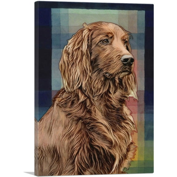 ARTCANVAS Irish Setter Dog Breed Colorful Pattern Canvas Art Print - Size: 26" x 18" (0.75" Deep)